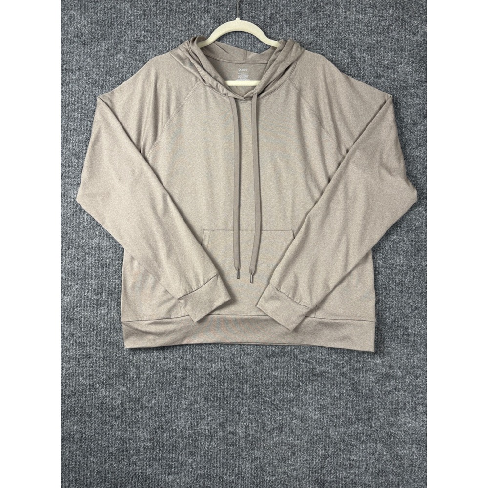 Quince Hoodie Mens XL Brown Sweatshirt Polyester Spandex Performance Gym Preppy - Picture 1 of 6